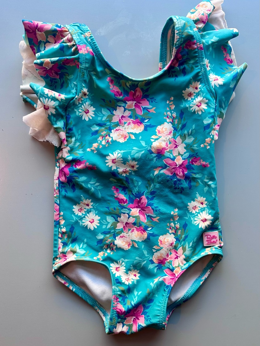 Ruffle Butts Turquoise Floral One-Piece Swimsuit